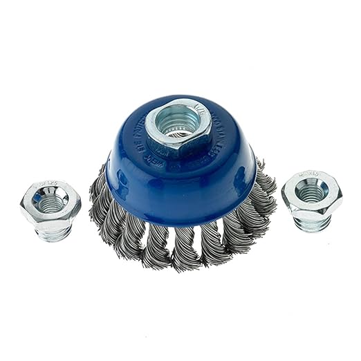 Mercer Industries 189020 - 2-3/4" x 5/8"-11 Knot Cup Brush, .020 Stainless Steel Wire (with metric adapters)