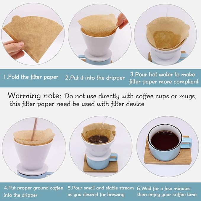 YQL Coffee Filter Paper,Size02 200 Count Natural Unbleached Disposable Coffee Filters Paper Fit for Drip Coffee Dripper