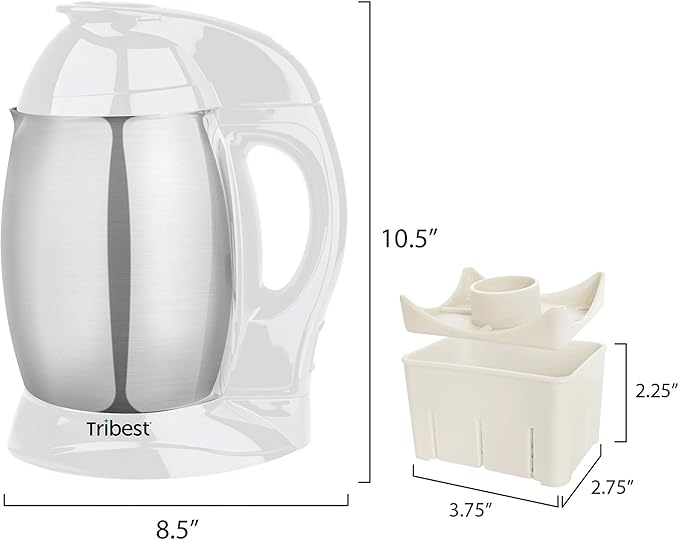 Tribest SB-132 Soyabella Automatic Soy and Other Plant-Based Milk Maker with Tofu Kit (White/Stainless Steel)