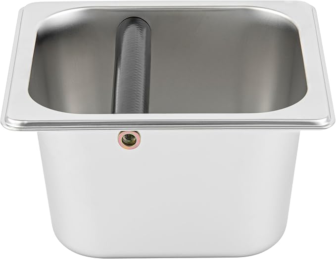 Restaurantware Restpresso 6.9 x 6.4 x 4 Inch Knock Box 1 Deep Tamp Box - Built-In Knock Bar Dishwashable Stainless Steel Barista Knock Box Durable For Coffee And Espresso Grounds