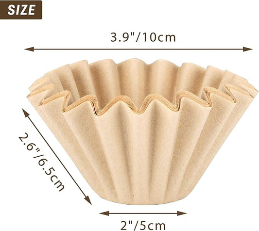EUSOAR 1-4 Cup Coffee Paper Filters, Pack of 50 Natural Brown Unbleached Disposable Coffee Filter, Fits Small Basket Style Single Serve Pour Over and Drip Coffee Makers, for Home Office Use