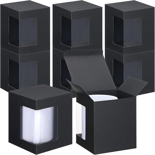 Harloon 36 Pack Mug Boxes for Gifts Coffee Mugs Boxes Gift for Shipping Sublimation Transparent Wine Glass Gift Packaging Box for Blanks 11oz, 12oz, 15oz Wrapping(Black)