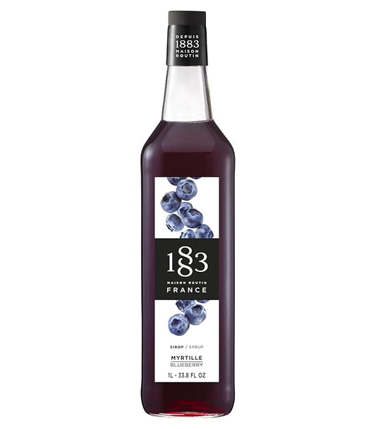 1883 Blueberry Syrup for Drinks, Made in France, 1 Liter Glass Bottle