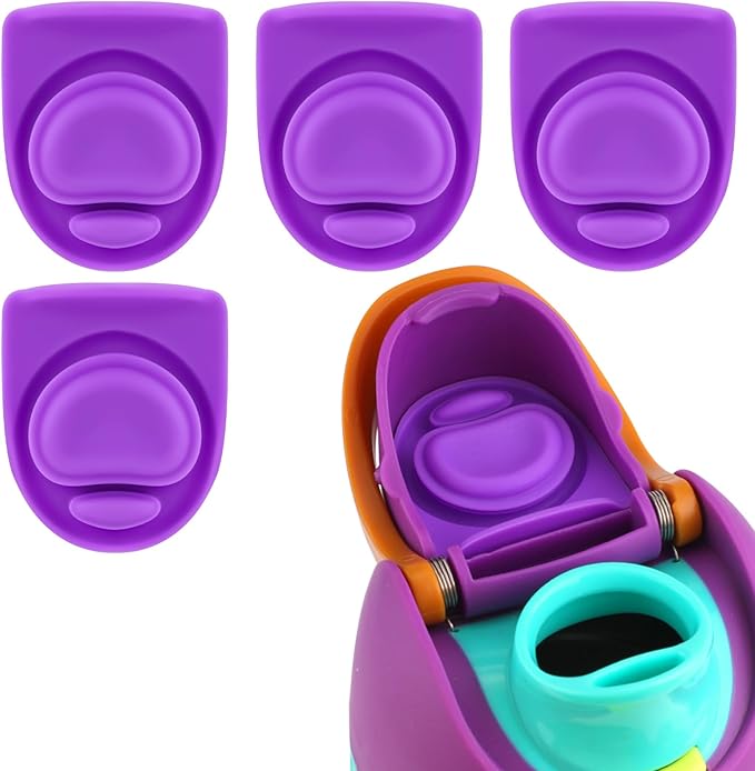 4pcs Replacement Stopper Compatible with Owala FreeSip 24oz 32oz, Water Bottle Top Lid Gasket for Owala 19/24/32/40oz Seal Bottle Cap Mouth Stopper Part Silicone Plug Accessories BPA-Free (Purple)
