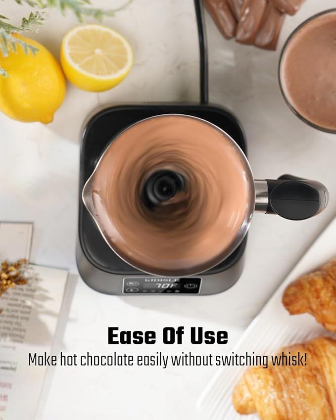5-in-1 Milk Frother and Steamer, 17oz Detachable Frother with Adjustable Temperature, Hot Chocolate Maker, Stainless Steel Milk Steamer, Hot & Cold Foam Maker, Dishwasher Safe
