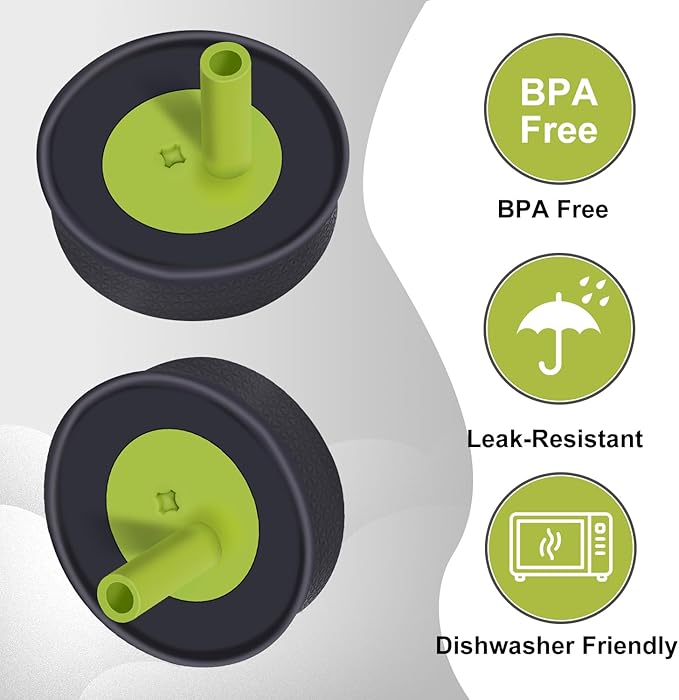 2 Pack Replacement Lids for Owala Kids Insulation Tumbler 12oz & 15oz, Spill Resistant Cap with 4 Flexible Straws, BPA-Free, Dishwasher Safe, Accessories for Owala Kids Bottle
