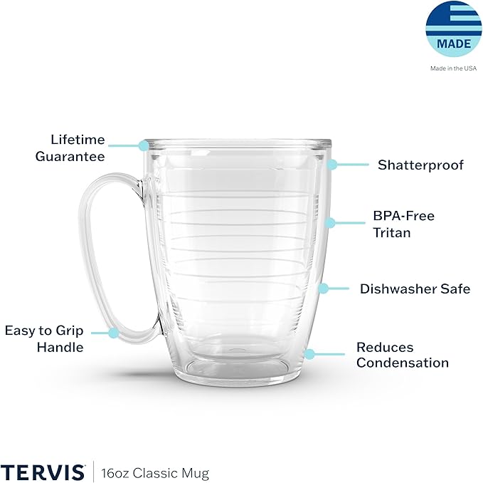 Tervis Clear & Colorful Tabletop Made in USA Double Walled Insulated Tumbler Travel Cup Keeps Drinks Cold & Hot, 16oz Mug, Elderberry Wild