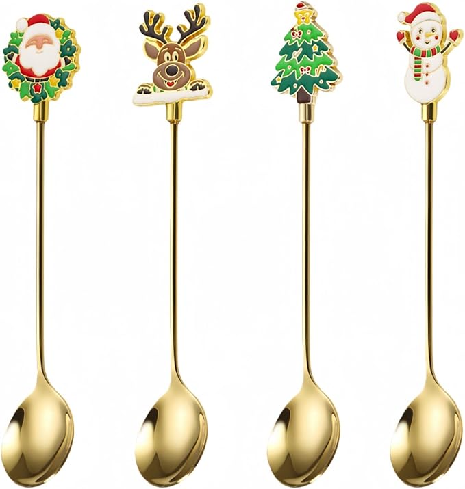 Coffee Spoons & Tea Spoons Set of 4 |Premium 5.6 Inch Stainless Steel Small Spoon | Hot Tea and Cold Dessert Stirring Spoon | Coffee Bar Accessories & Kitchen Decor | Hostess Gifts