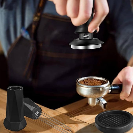 Espresso Tamper Calibrated Spring Loaded Coffee Tamper with Silicone Mat,Stainless Steel Base Espresso Tools - Tamper for Espresso Machine,Espresso Accessories (58mm Set)