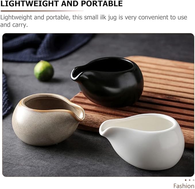HANABASS Ceramic Milk Jugs Set of 4 Small Porcelain Creamer Pitchers for Coffee Tea Sauce and Salad Dressing Lightweight Portable Kitchen Cups for Dining Entertaining