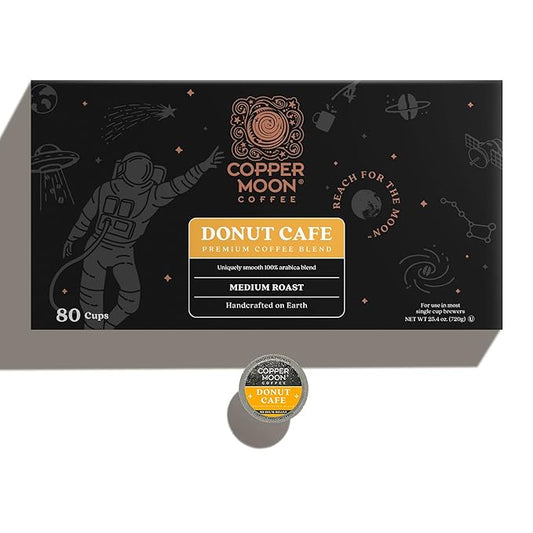 Copper Moon Single Serve Coffee Pods for Keurig K-Cup Brewers, Medium Roast, Donut Café Blend, 80 Count