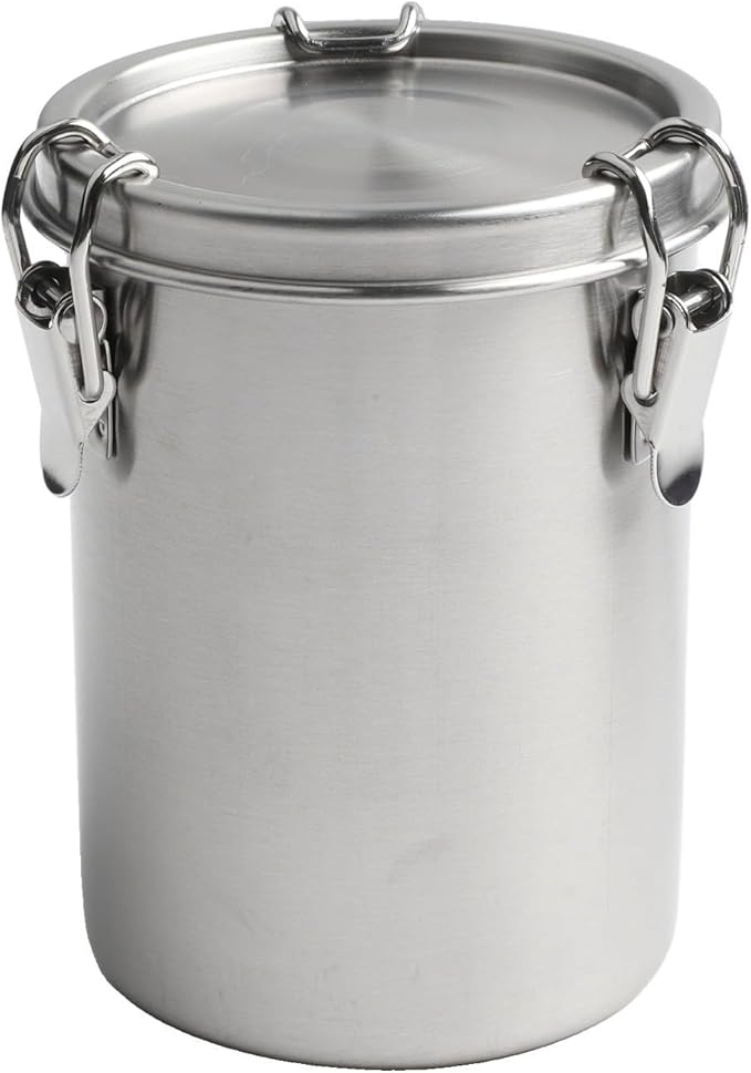 Stainless Steel Airtight Canister, Food Storage Canisters With Airtight Lid Locking Clamp, Stainless Steel Vacuum Sealed Grain Barrels For Coffee Bean Storage(520ml)