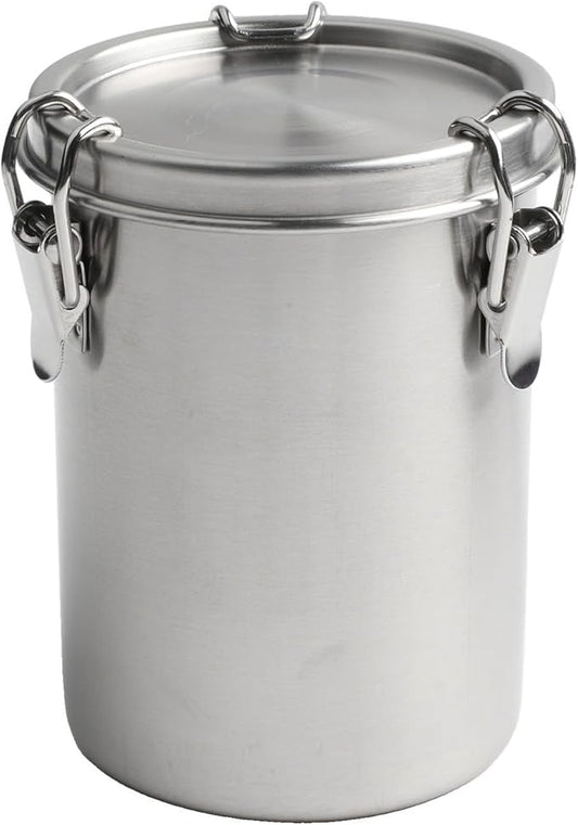 Stainless Steel Airtight Canister, Food Storage Canisters With Airtight Lid Locking Clamp, Stainless Steel Vacuum Sealed Grain Barrels For Coffee Bean Storage(520ml)