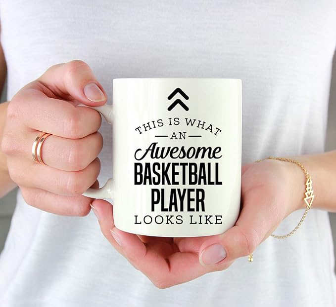 Andaz Press 11oz. Ceramic Coffee Tea Mug Thank You Gift, This is What an Awesome Basketball Player Looks Like, 1-Pack, Birthday Christmas Gift Ideas Coworker Him Her, Includes Gift Box
