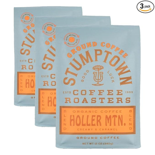 Stumptown Coffee Roasters, Organic Medium Roast Ground Coffee - Holler Mountain 12 Ounce Bag, Flavor Notes of Citrus Zest, Caramel and Hazelnut (Pack of 3)