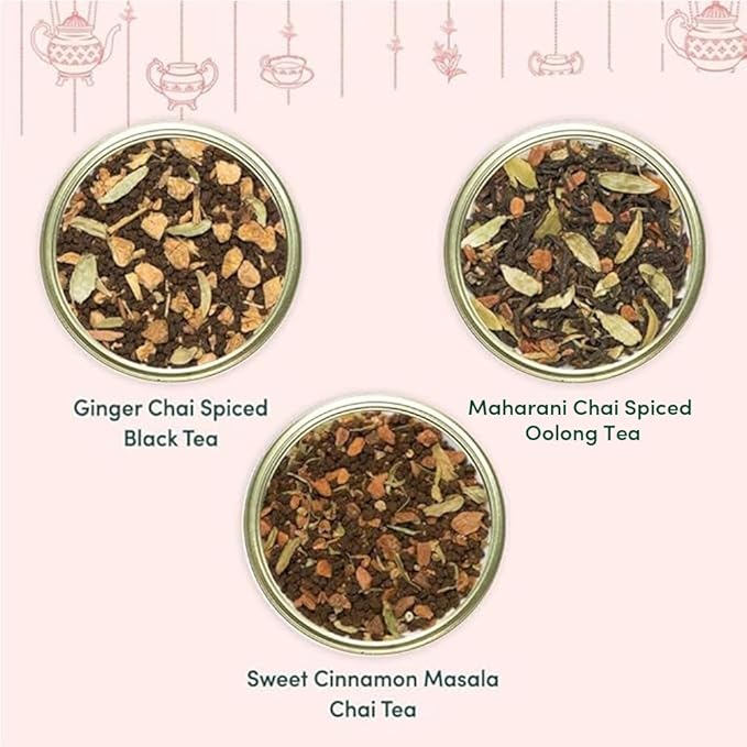 VAHDAM, Chai Tea Gift Set - Oprah's Favorite Chai Loose Leaf Tea in Tin Caddy Gift Box | Exotic Chai Tea Blends | Gluten Free, Non GMO | Valentines Day Gifts for Him & Her
