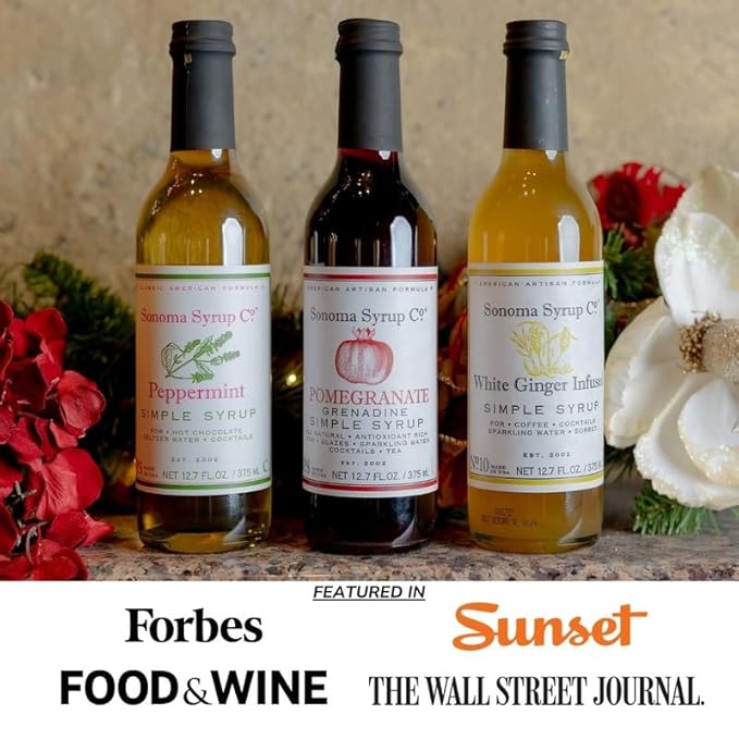 Sonoma Syrup Co. Peppermint Infused Simple Syrup 12.7 fl oz | for Coffee, Cocktails, and Cooking | Hand Crafted in the USA