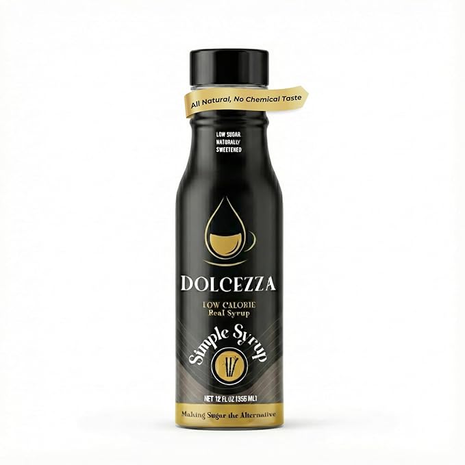 Dolcezza Allulose Simple Syrup, All Natural Low Sugar Sweetener for Coffee, Baking, and Drinks. Keto Friendly Monkfruit Blend. No Stevia or Artificial Sweeteners. No Aftertaste. 12 fl oz