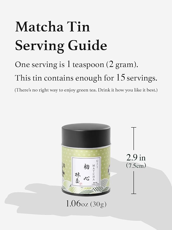 HAYASHIYA Matcha Powder - Shoshin - Kyoto Uji Ceremonial Grade, First Harvest Stone Milled Authentic Japanese Matcha Green Tea Powder (30g / 1.06oz)