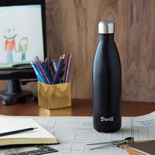 S'well Stainless Steel Water Bottle, 17oz, Blue Suede, Triple-Layered Vacuum Insulated Containers Keeps Drinks Cold for 36 Hours and Hot for 18, BPA Free, Perfect for On the Go