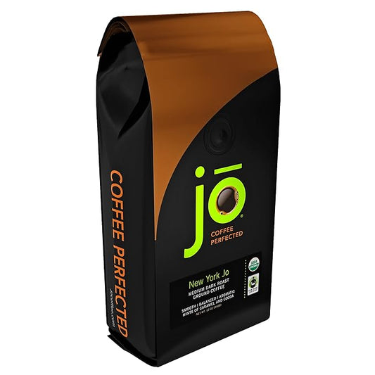NEW YORK JO: 12 oz, Medium Dark Roast Organic Ground Coffee, Signature Blend, 100% Arabica Coffee, USDA Certified Organic, NON-GMO, Fair Trade Certified, Gluten Free, Gourmet Coffee from Jo Coffee®