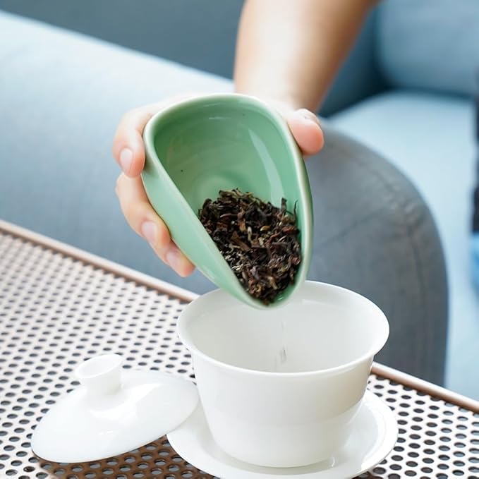 watchget Coffee Beans Dosing Cup - Ceramic Single Dose Measuring Tray for Coffee Beans, Loose Leaf Tea, Spices, and More, Premium Dosing Vessel, Cyan