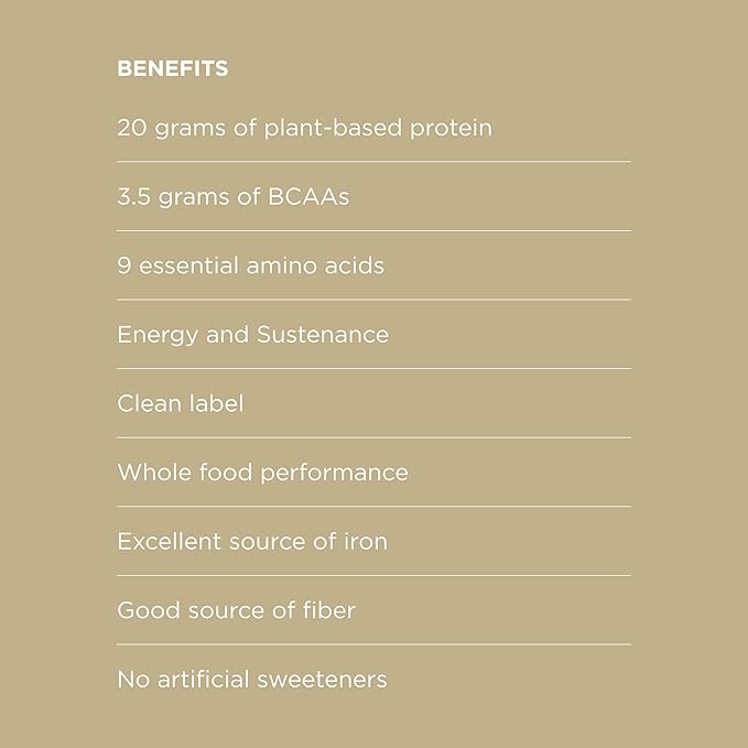 Protein Powder Vanilla Bean - 20g of Vegan, Plant-Based Protein Mix - Non-GMO, Non-Dairy, Gluten-Free - 3.5g of BCAAs - 9 Essential Amino Acids - 15-Day Supply - 1 Bag, 15 Servings