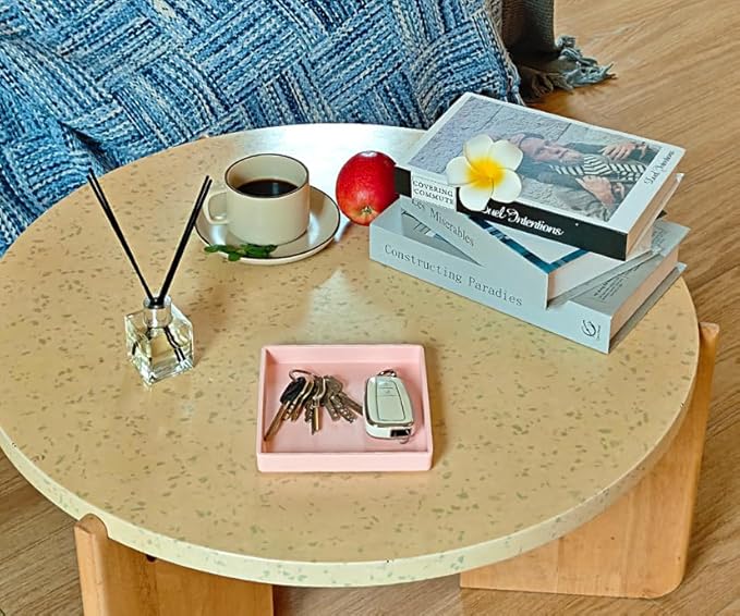Small Square Serving Tray (5.9 inch), Durable Pink Tray for Desserts & Organization, Lightweight for Coffee, Drinks, Party, Seasoning, Perfume and Display.