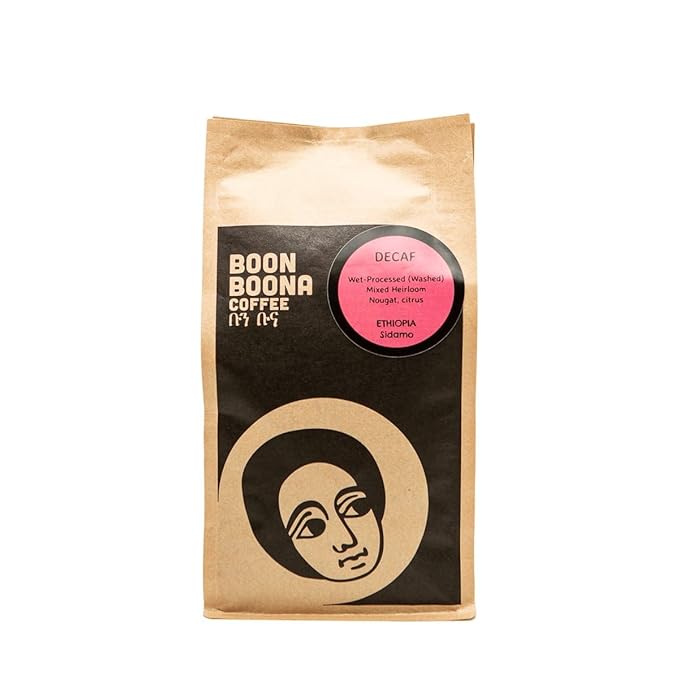 Ethiopia Sidamo Decaf - Roasted by Boon Boona Coffee - Whole Bean Coffee - 12 Ounce Bag