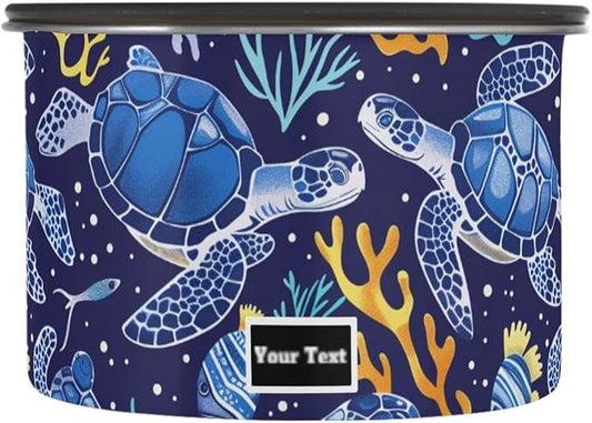ALAZA Sea Turtle Coral Fish Kitten Cats Airtight Coffee Bean Canister Customed 900ml Food Storage Containers with Lids For Gournd, Tea, Sugar, Flour, Rice, Cereal, Candy Cookie Jar