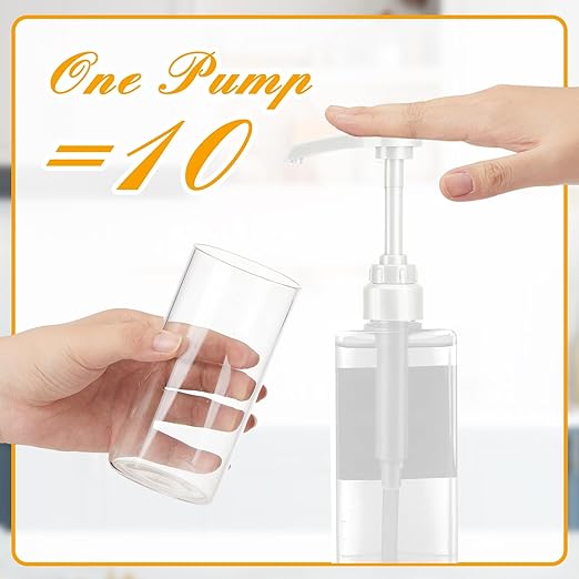 Ferrochef 10 Pcs Coffee Syrup Pumps with Tip Covers, Compatible with Monin 750ml Glass Bottles, 1/4 oz Dispensing Pump for Coffee Bar, Latte, Cocktail, Drink Flavoring (White)