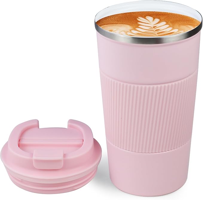 18oz Double Insulated Coffee Mugs with Ceramic Coating, Coffee Mug with Lid, Coffee Travel Mug, Coffee Insulated Cup for Travel Office School