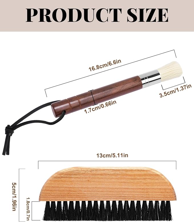 2 Pack Coffee Brush, Espresso Machine Brush with Hanging Rope & Walnut Wood Espresso Brush for Espresso Machine, Grinder, Countertop, Barista Tools