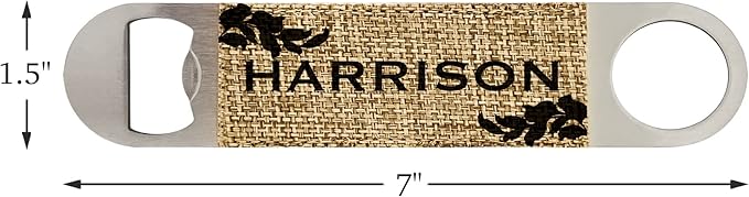 Smile Art Design Family Custom Monogram Bottle Opener Burlap Material Family Name and Date Personalized Prints Personalized Gifts House Warming Wedding Gift Rustic Decor Style1