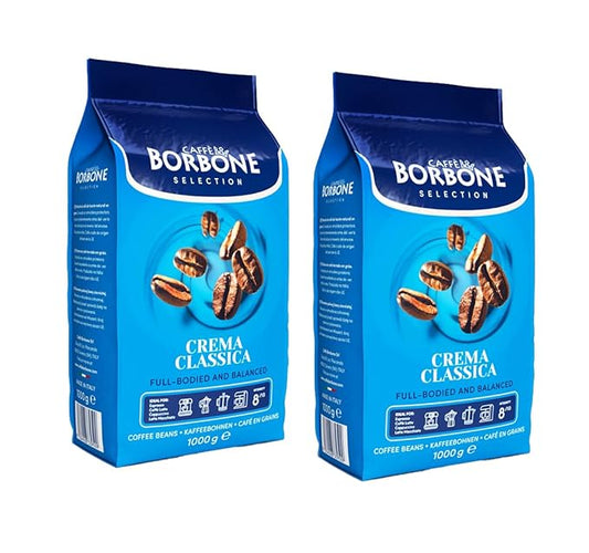 Caffè Borbone, Whole Bean Coffee Blend, Crema Classica, Medium Roast, Roasted and Freshly Packaged in Italy, 2.2 Pound Bag (Pack of 2)