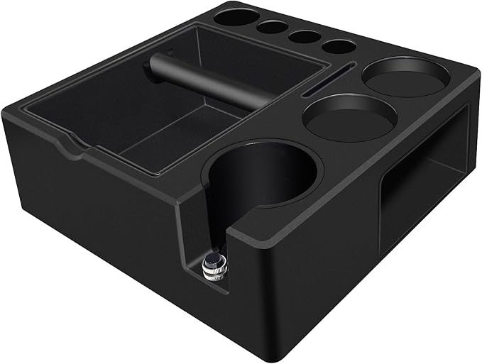 Espresso Tamping Station And Knock Box,ALL in 1 Espresso Organizer Station,Multifunctional Tamper Station Fit for 51/54/ 58mm Espresso Accessories,Removable Knock Box Espresso Station (Black, 51-58mm)