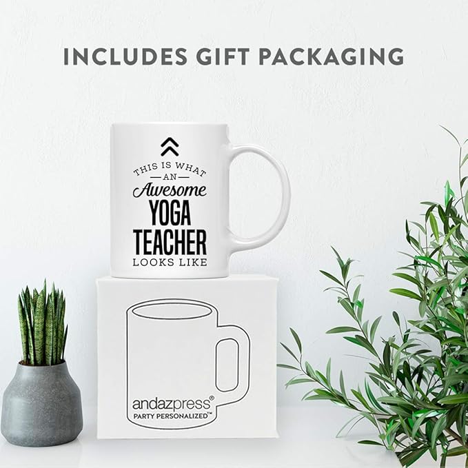 Andaz Press 11oz. Ceramic Coffee Tea Mug Thank You Gift, This is What an Awesome Yoga Teacher Looks Like, 1-Pack