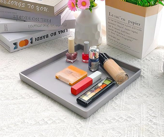 Small Square Tray (9 inch) 3 Pack, Durable Gray Tray for Desserts & Organization, Lightweight for Coffee, Drinks, Party, Seasoning, Perfume and Display.