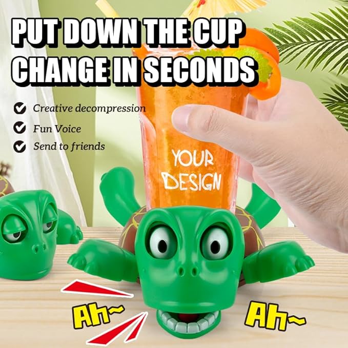 3D Pop-Up Eye Turtle Coasters - Surprise Stress-Relief Drink Coasters Set, Funny Desk Toys & Housewarming Gifts for Adults (Dark Green, Silent Version)