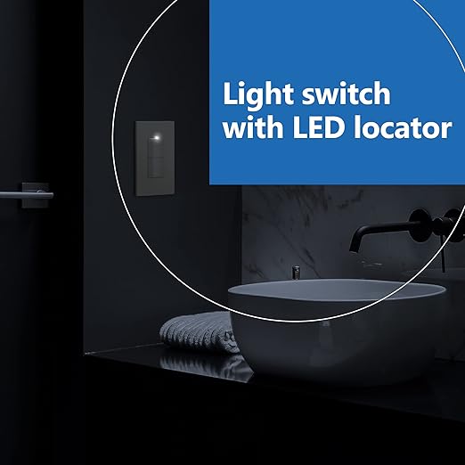 LIDER Minimalist Design Matte Finish Lighted Double Switch with Screwless Wall Plate, Combination Decorator Switch with Locator Light, Ground Terminal, Single Pole, 15A 120V, UL Listed, Light Almond