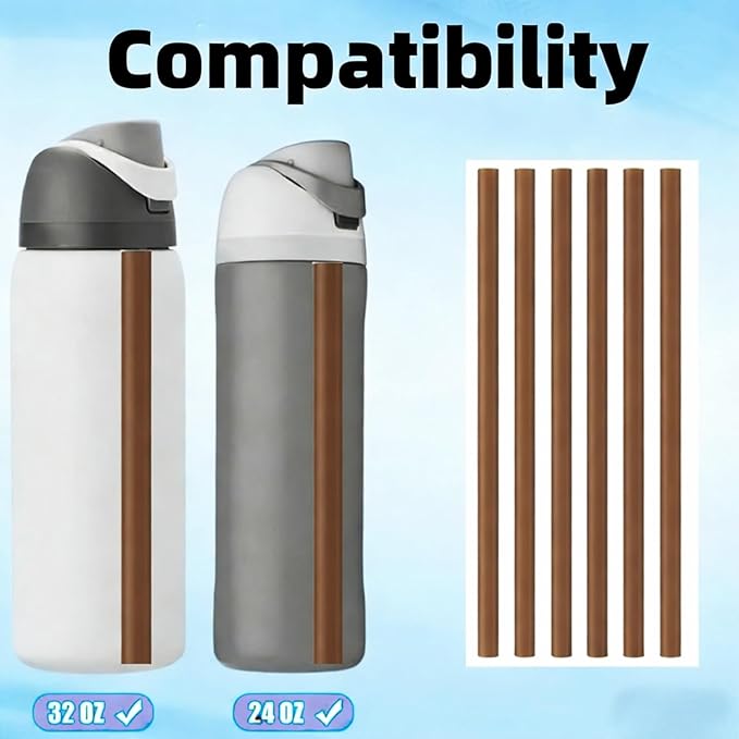 6PCS Black Straw Replacement Compatible With Owala FreeSip Water Bottle (Coffee, 24oz/32oz)
