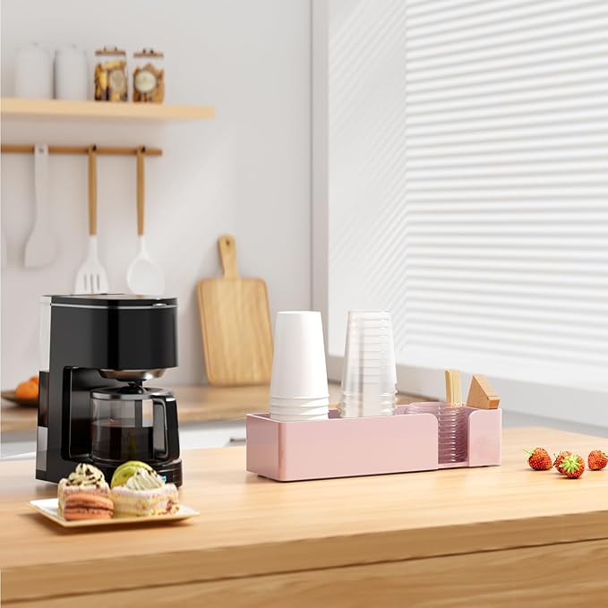 Coffee Cup Holder for Countertop - Pink Acrylic Coffee Bar Accessories 3 Cup Organizer Station Organizer Farmhouse Table Décor