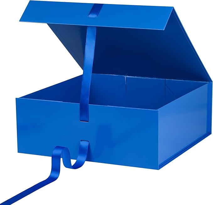 OEMVALATY Blue Gift Box,18x18x6 Inches Gift Boxes with Lids for Presents with Magnetic Closure and Ribbon for Wedding,Storage,Birthday(3-Pack)