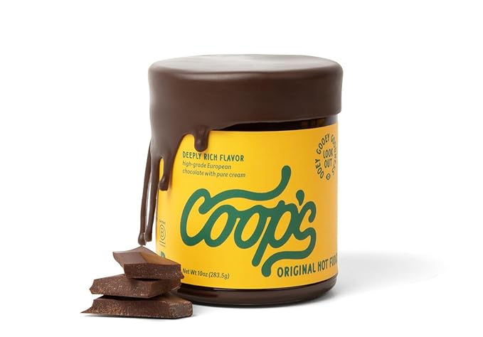 Coop's Original Hot Fudge: Gourmet, All Natural, Handcrafted, Gluten Free, Non-GMO, Chocolate Ice Cream Toppings, Sundae, Desserts, 10 Ounce