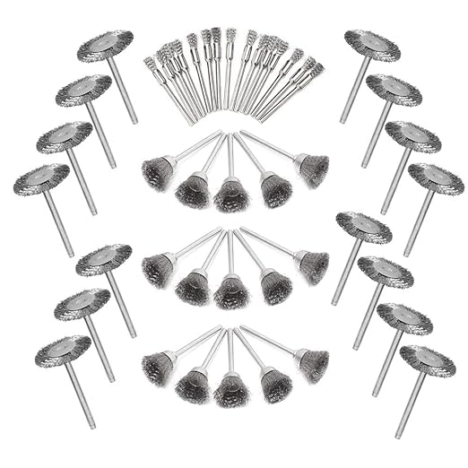 Mesee 45Pcs Steel Wire Brushes Wheels Set with 1/8" Shank Polishing Wire Wheel Cup Pen Brush Accessories Kit Fit Rotary Tool for Buffing Cleaning Grinding Removal Rust Corrosion Paint