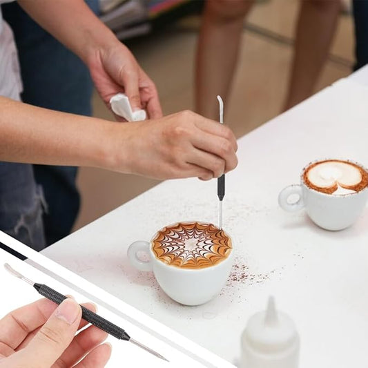 Joyzan Coffee Latte Art Pen, Stainless Steel Spice Cappuccino Pull Needle Decorating Tool Fancy Stitch Barista Precision Carving DIY Kitchen Gadget Espresso Machine Supply Home Cafe Brewing Settings