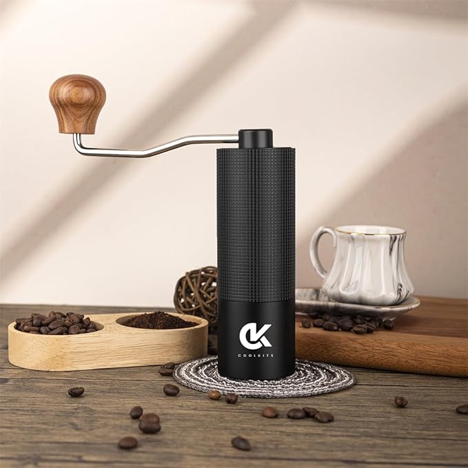 Ultra Black Manual Coffee Grinder with 30g Capacity, Precision CNC Stainless Steel Conical Burr, Adjustable Grind Settings, Portable Hand Grinder for Home, Office, Travel & Camping