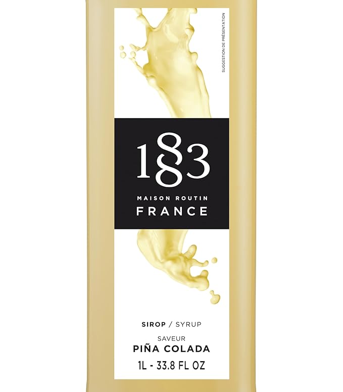 1883 Piña Colada Syrup for Drinks, Made in France, 1 Liter Glass Bottle