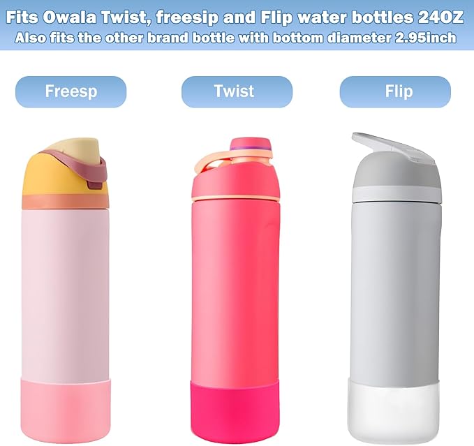 2Pcs Silicone Boot Sleeve for Owala Water Bottle FreeSip Twist and Flip Protective Silicone Bottom Base Bumper for Owala Flask Water Bottle BPA Free, Anti-Slip