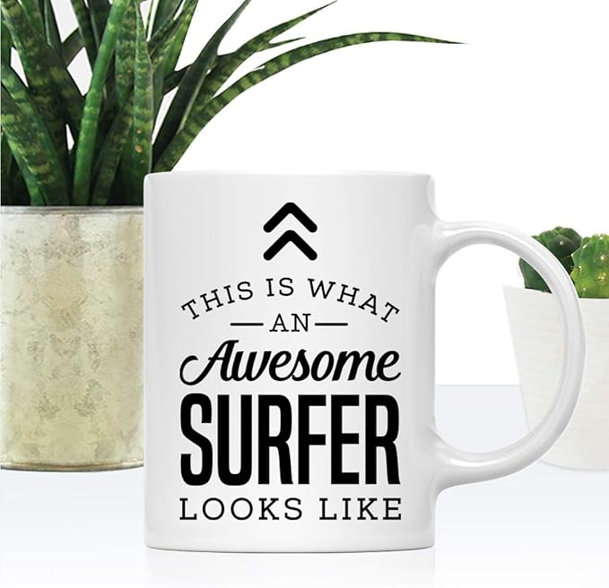 Andaz Press 11oz. Ceramic Coffee Tea Mug Thank You Gift, This is What an Awesome Surfer Looks Like, 1-Pack, Birthday Christmas Gift Ideas Coworker Him Her, Includes Gift Box